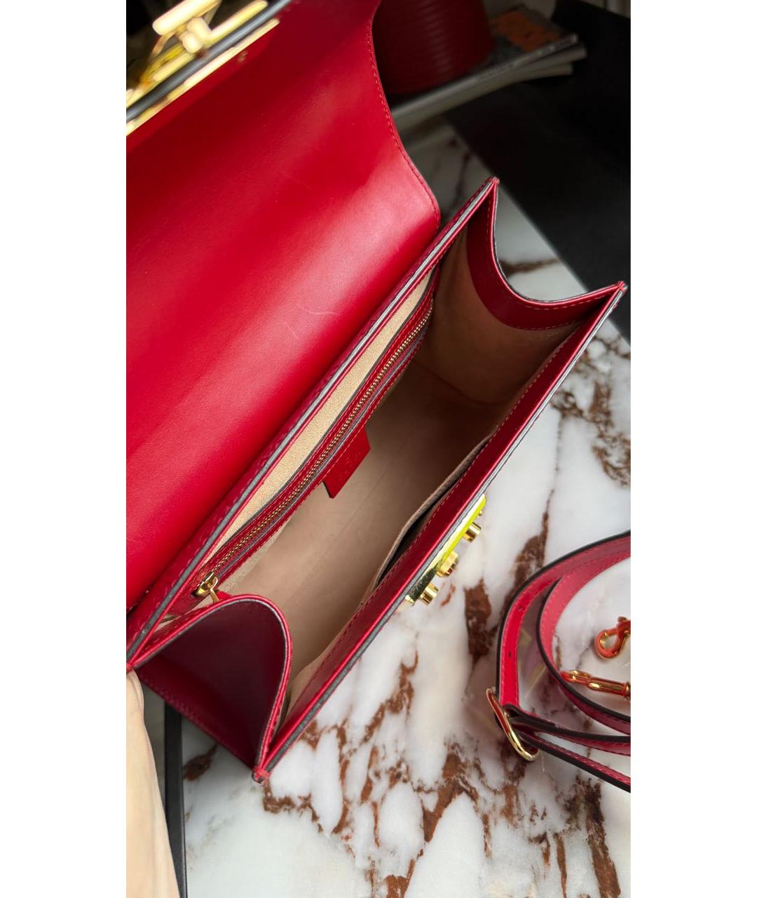 GUCCI Красная кожаная сумка с короткими ручками, фото 4