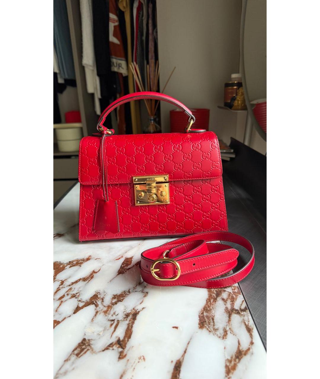 GUCCI Красная кожаная сумка с короткими ручками, фото 9