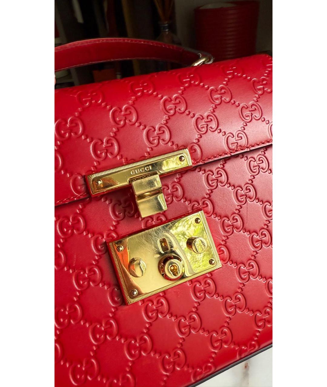 GUCCI Красная кожаная сумка с короткими ручками, фото 5