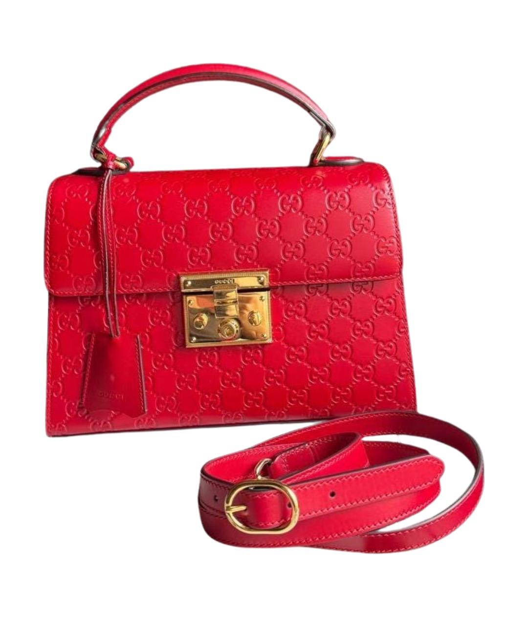 GUCCI Красная кожаная сумка с короткими ручками, фото 1