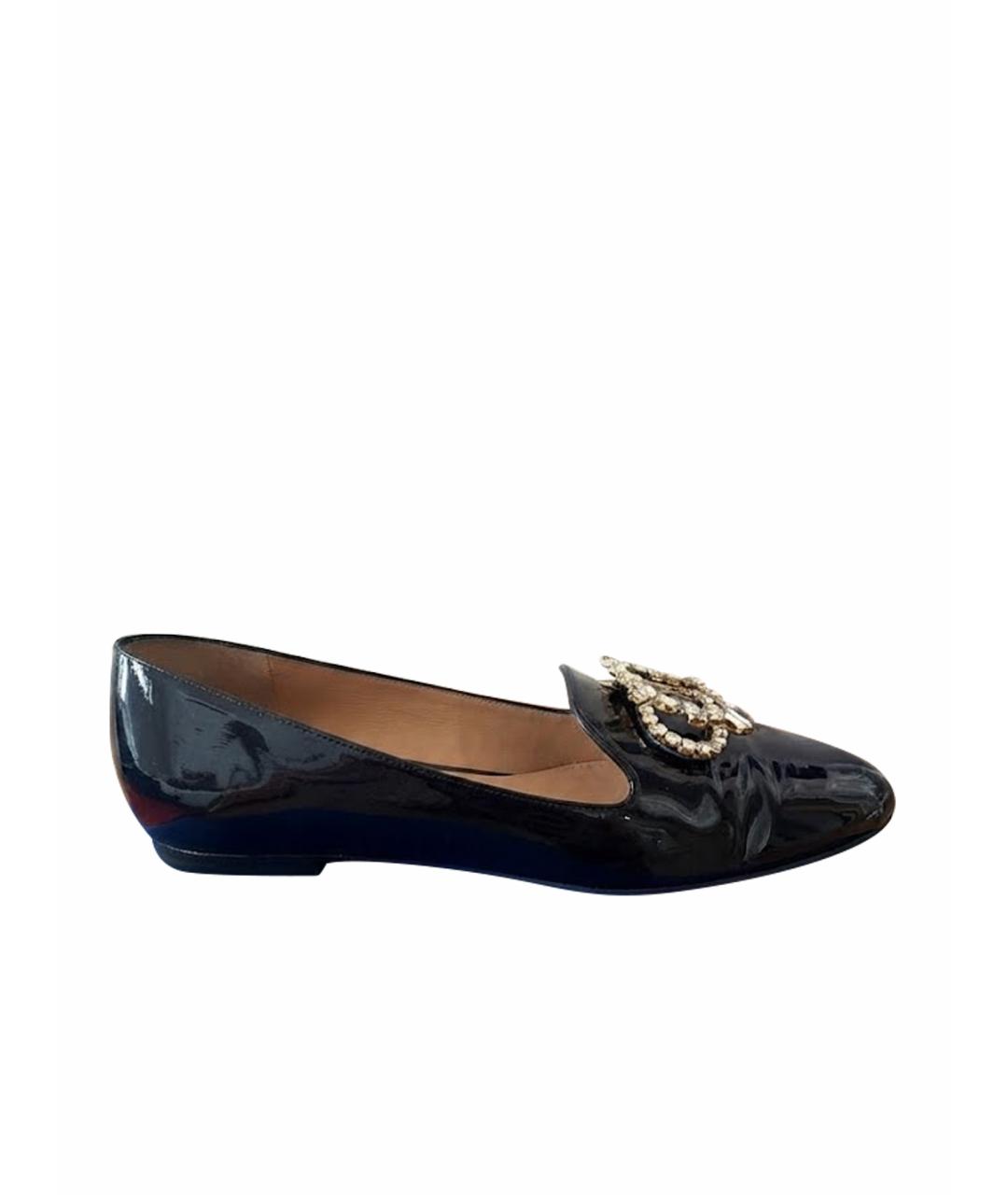 STUART WEITZMAN Темно-синие лоферы из лакированной кожи, фото 1