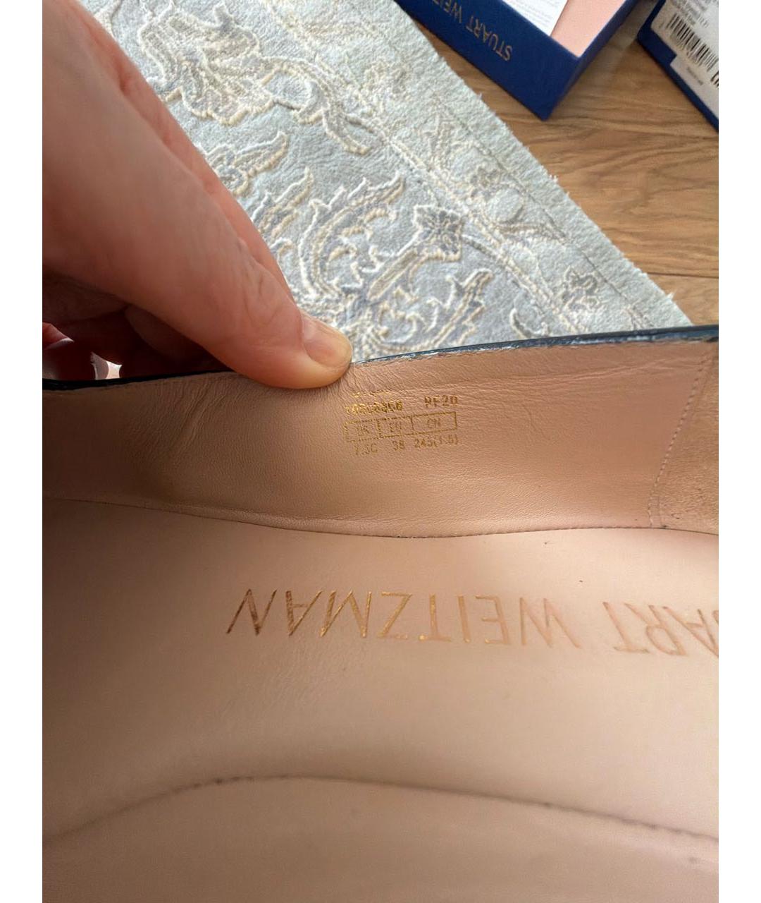 STUART WEITZMAN Темно-синие лоферы из лакированной кожи, фото 7