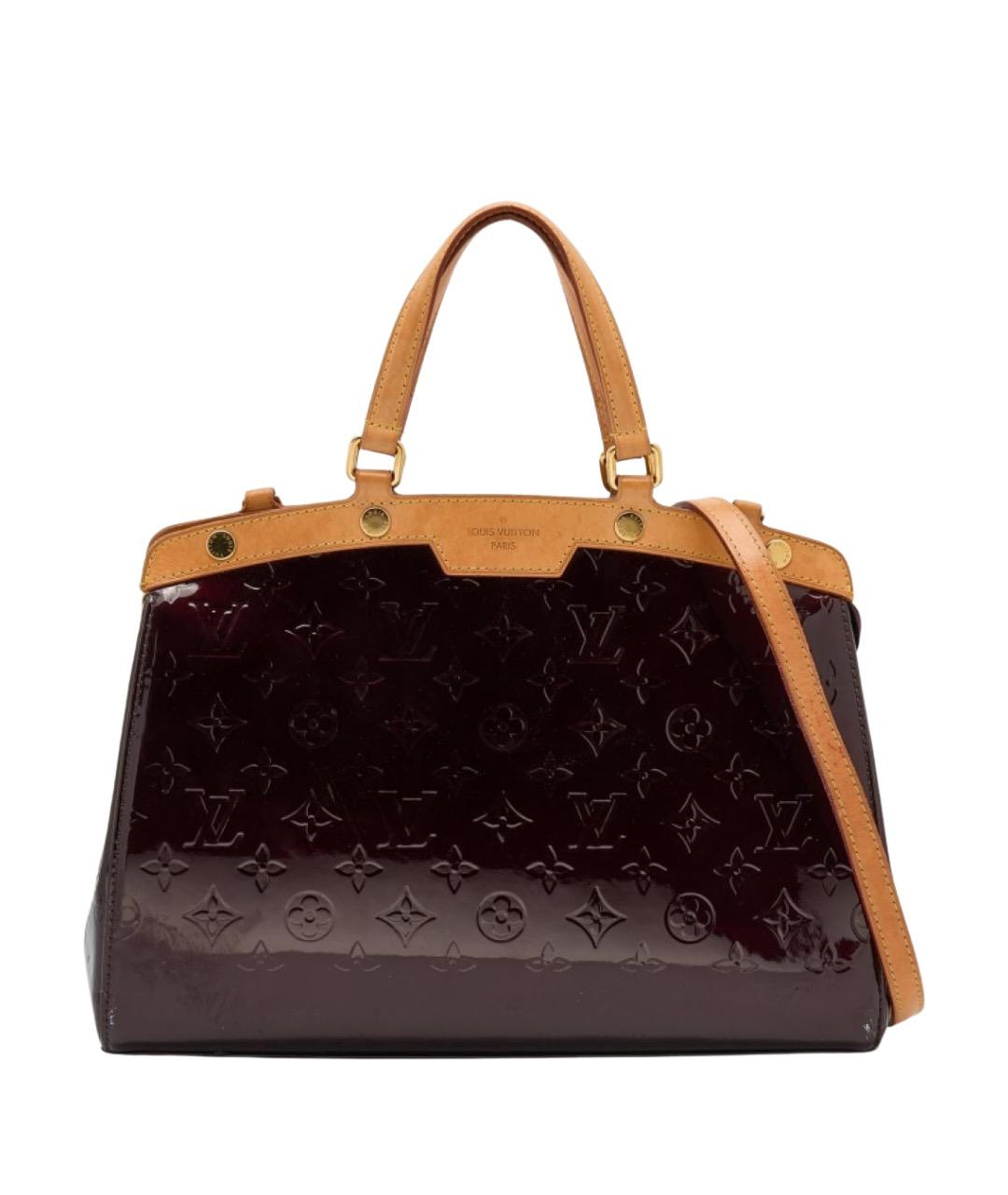 LOUIS VUITTON Бордовая кожаная сумка с короткими ручками, фото 10