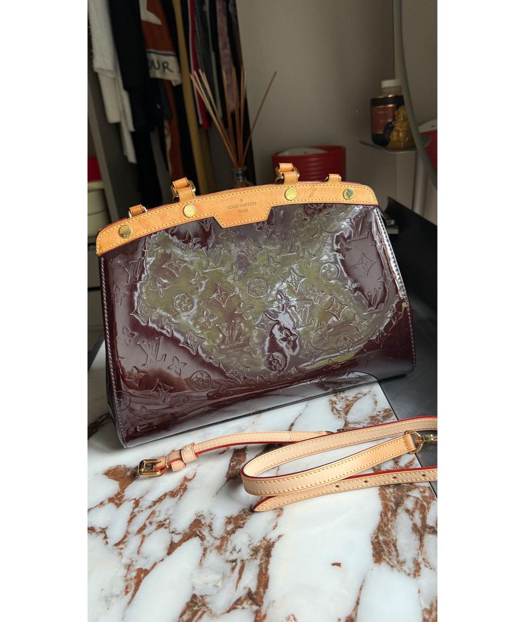 LOUIS VUITTON Бордовая кожаная сумка с короткими ручками, фото 3
