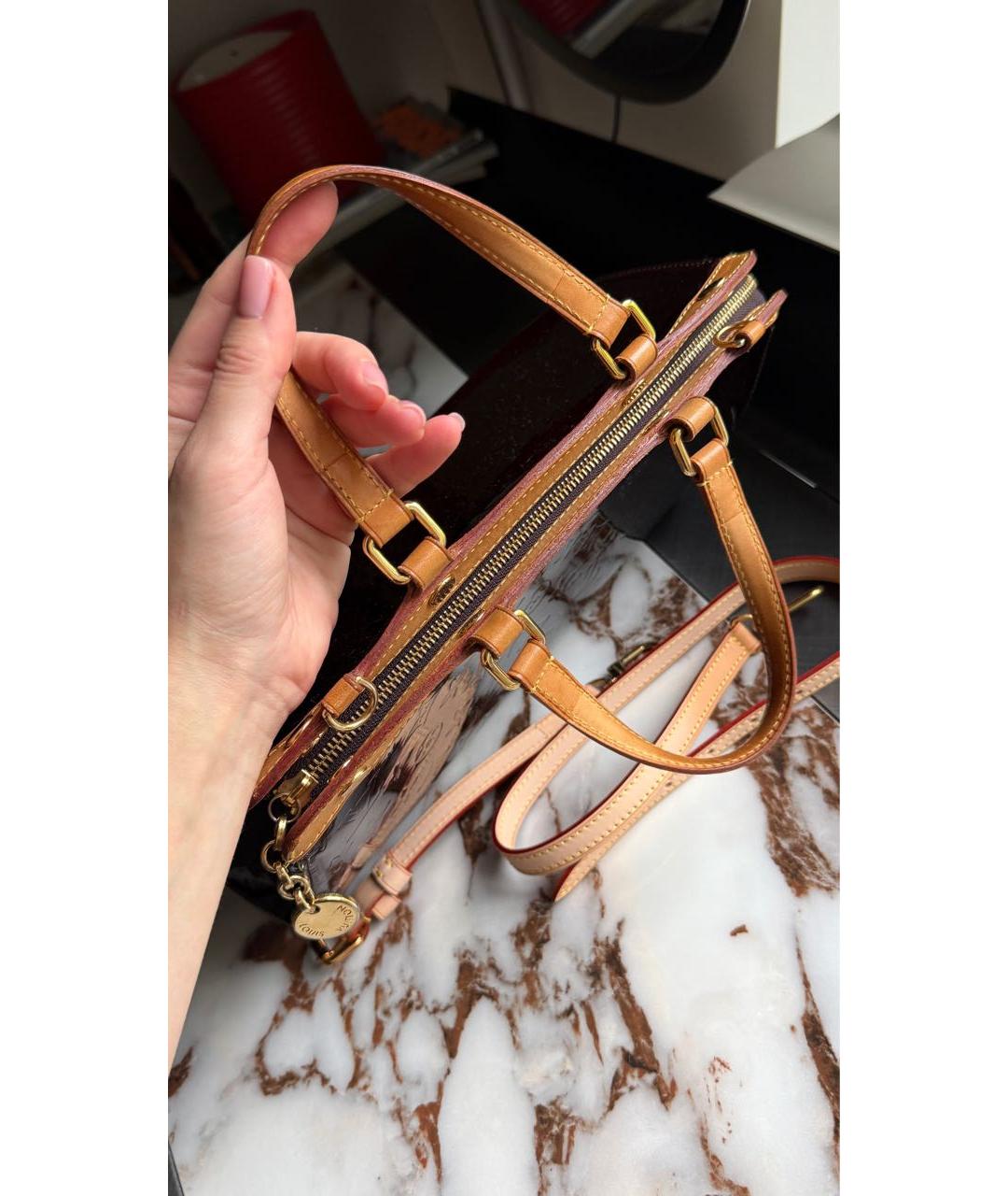LOUIS VUITTON Бордовая кожаная сумка с короткими ручками, фото 8