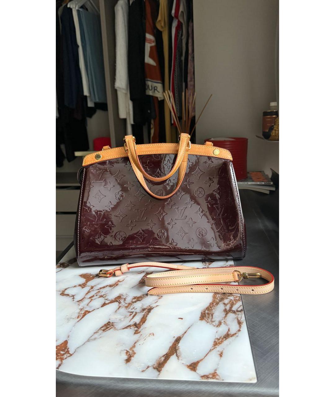LOUIS VUITTON Бордовая кожаная сумка с короткими ручками, фото 2