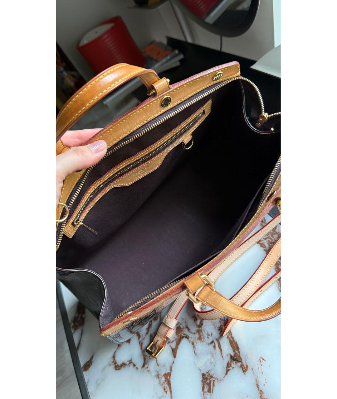LOUIS VUITTON Бордовая кожаная сумка с короткими ручками, фото 5