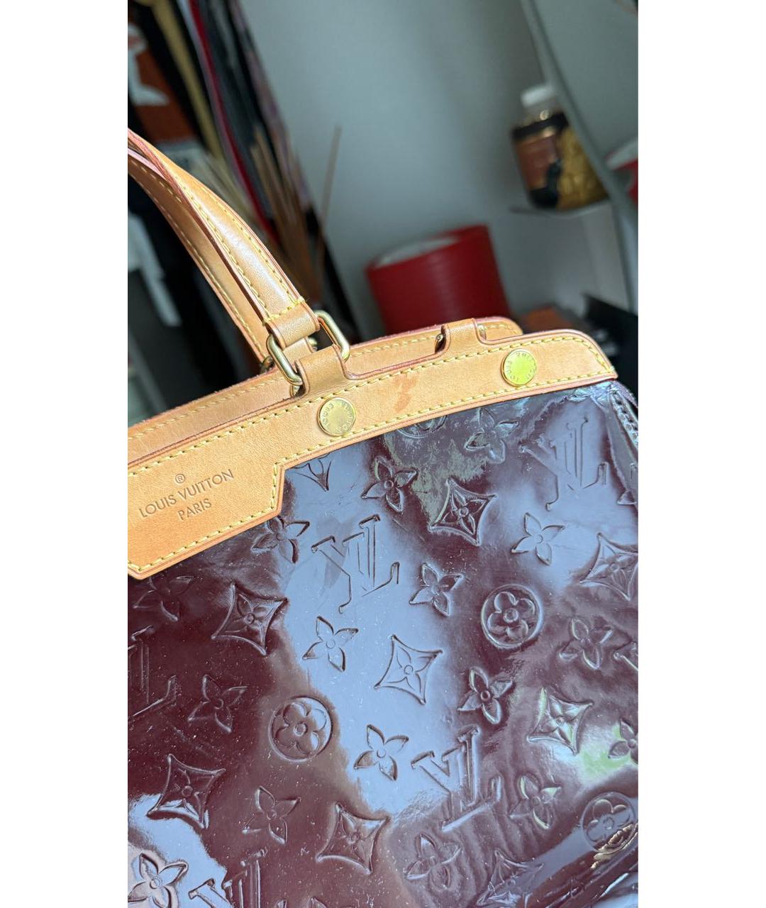 LOUIS VUITTON Бордовая кожаная сумка с короткими ручками, фото 6