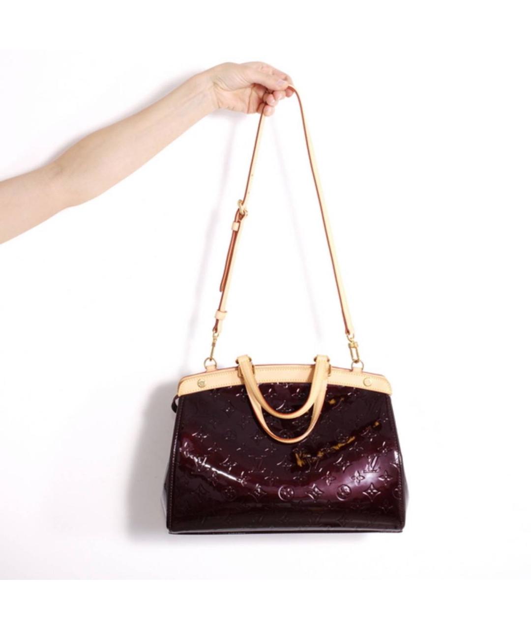 LOUIS VUITTON Бордовая кожаная сумка с короткими ручками, фото 4