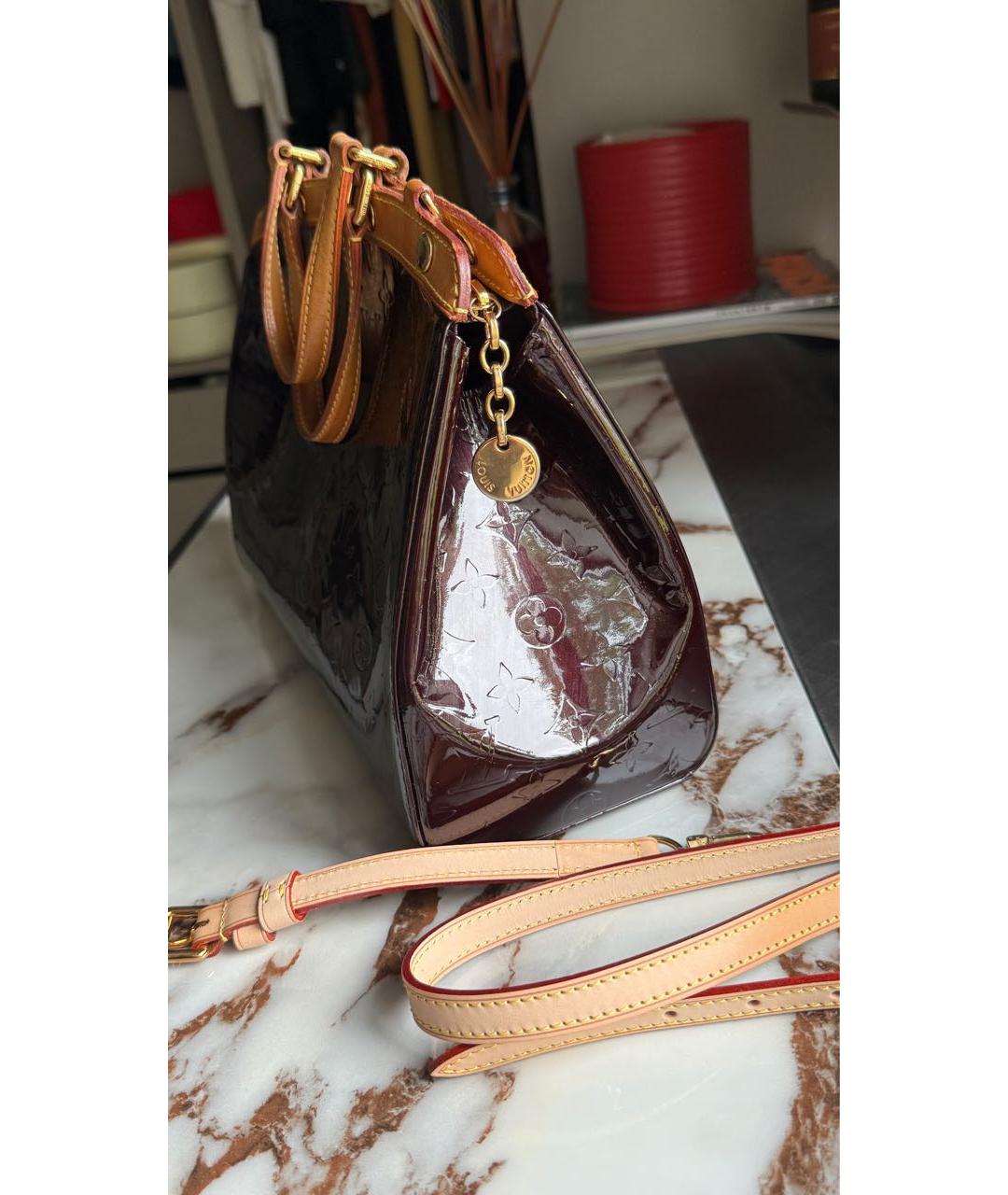 LOUIS VUITTON Бордовая кожаная сумка с короткими ручками, фото 7