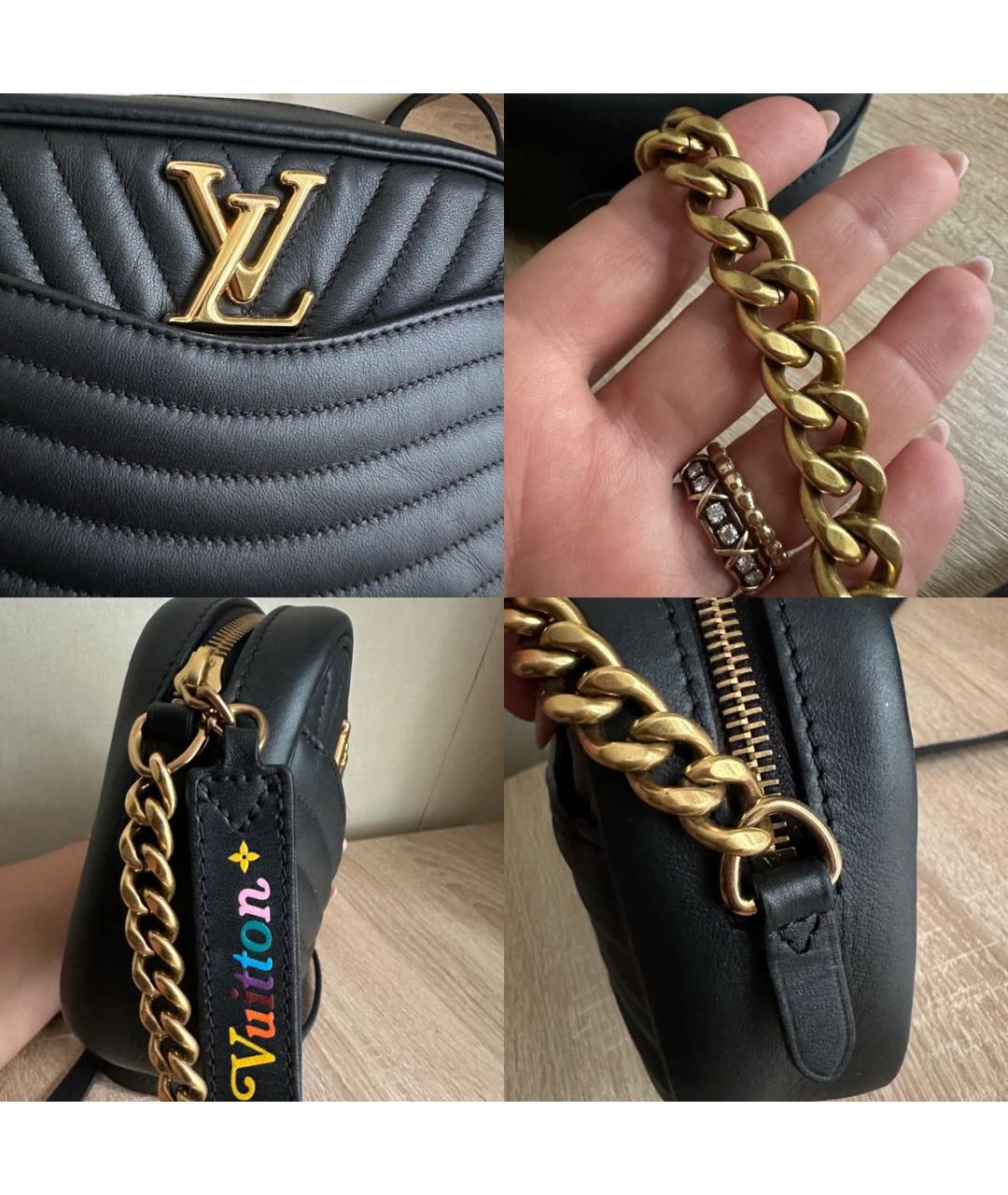 LOUIS VUITTON Черная кожаная сумка через плечо, фото 8
