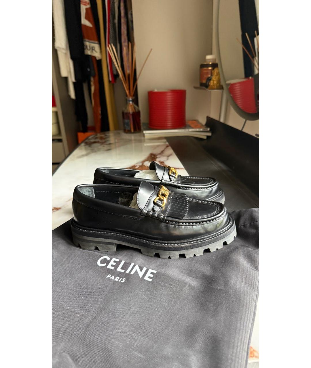 CELINE Черные кожаные лоферы, фото 7