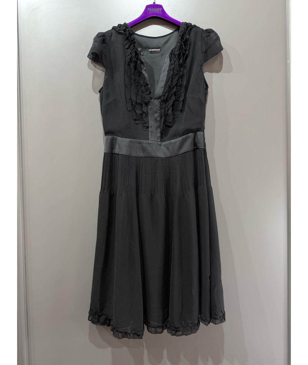 EMPORIO ARMANI Черное шелковое повседневное платье, фото 6