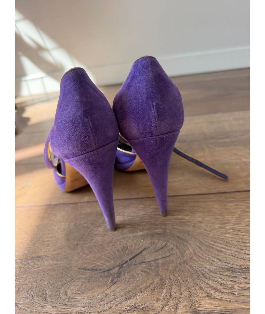 RALPH LAUREN PURPLE LABEL Фиолетовые замшевые туфли, фото 4