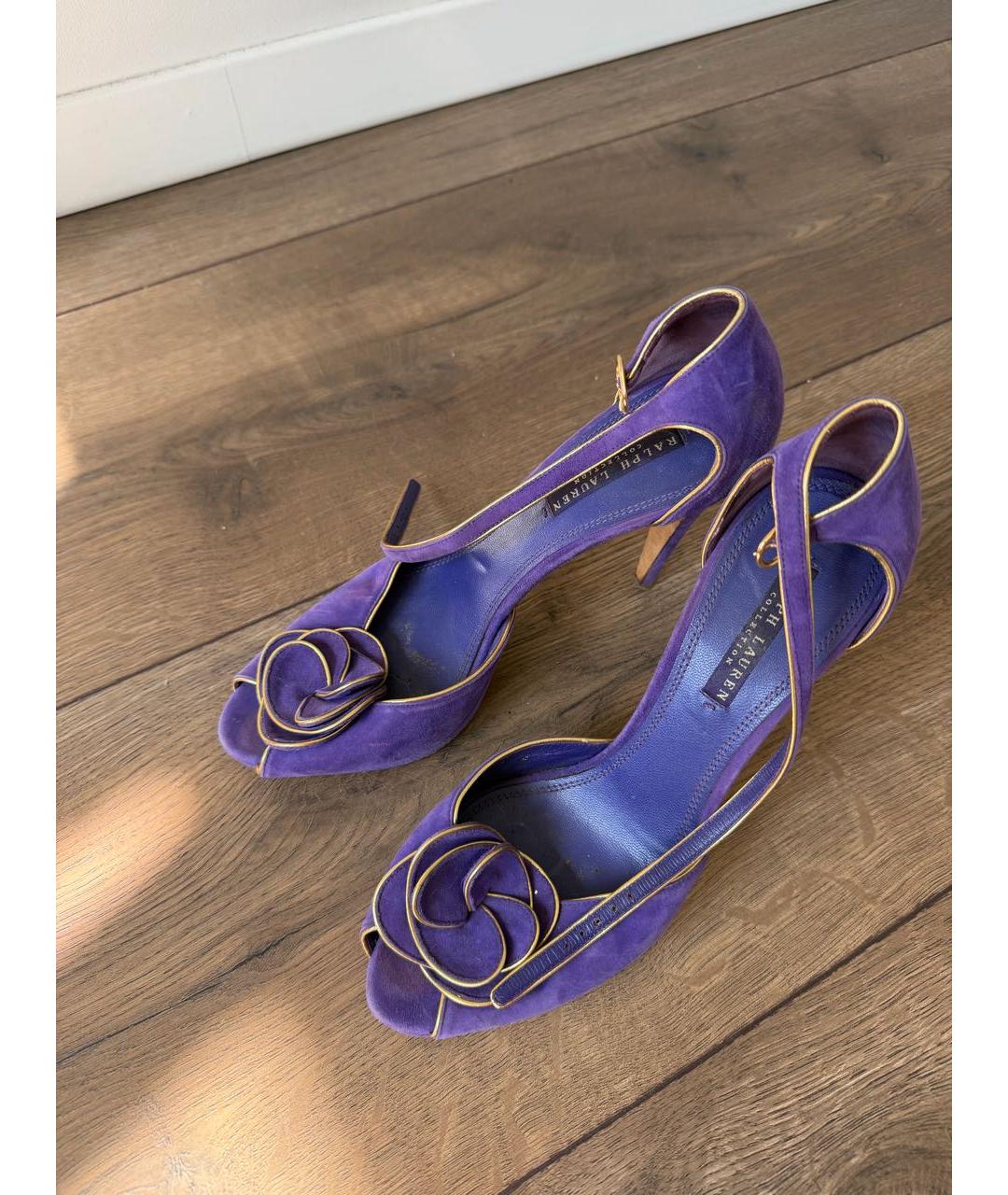 RALPH LAUREN PURPLE LABEL Фиолетовые замшевые туфли, фото 2