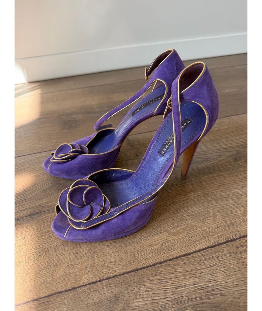 RALPH LAUREN PURPLE LABEL Фиолетовые замшевые туфли, фото 6