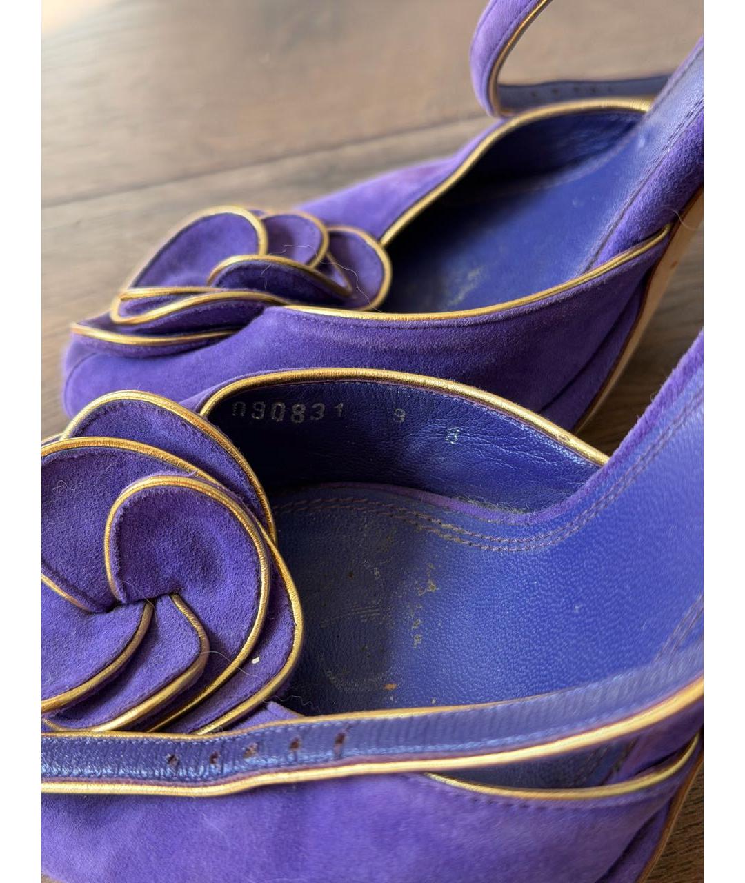RALPH LAUREN PURPLE LABEL Фиолетовые замшевые туфли, фото 3