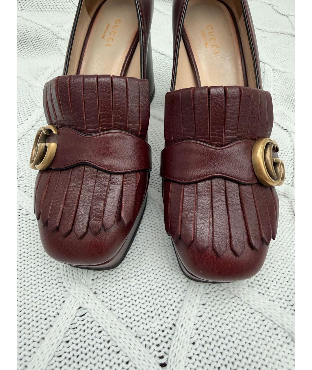 GUCCI Бордовые кожаные туфли, фото 5
