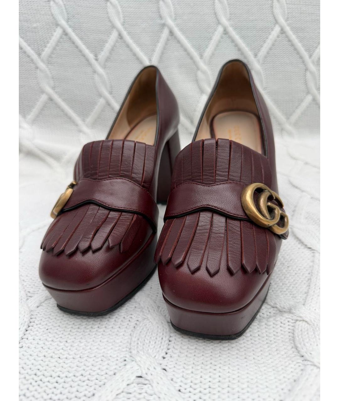 GUCCI Бордовые кожаные туфли, фото 2