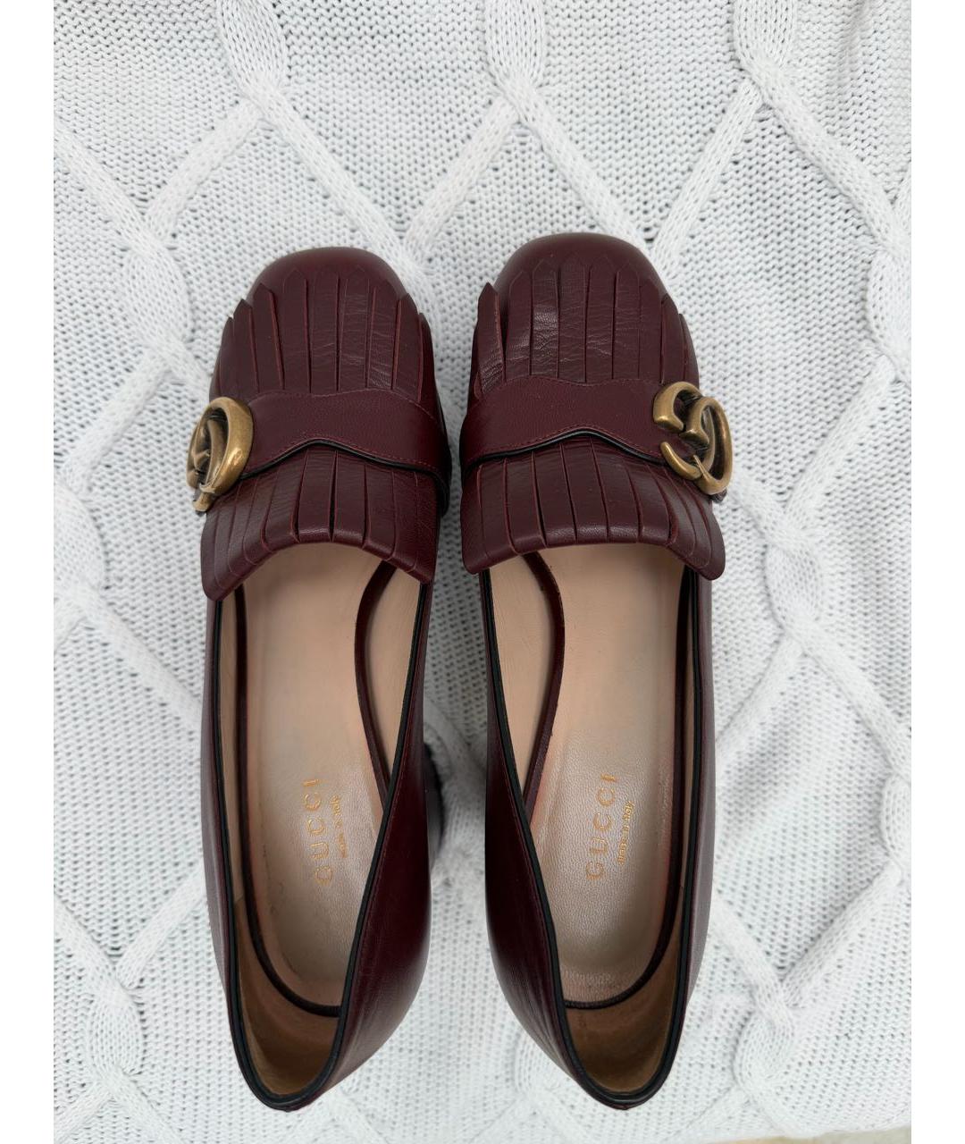 GUCCI Бордовые кожаные туфли, фото 3