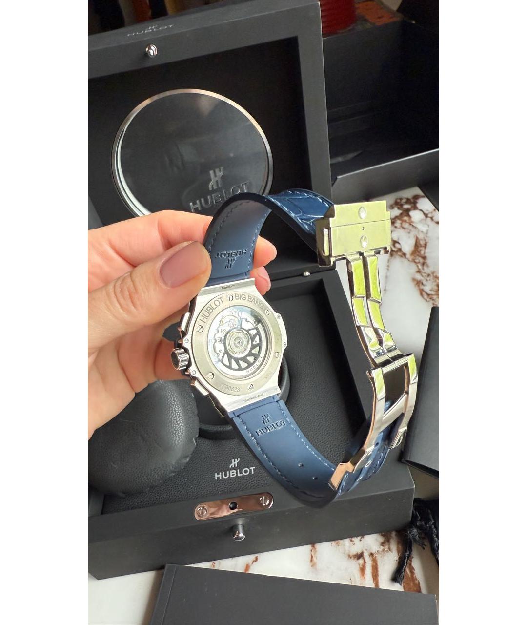 HUBLOT Темно-синие металлические часы, фото 6