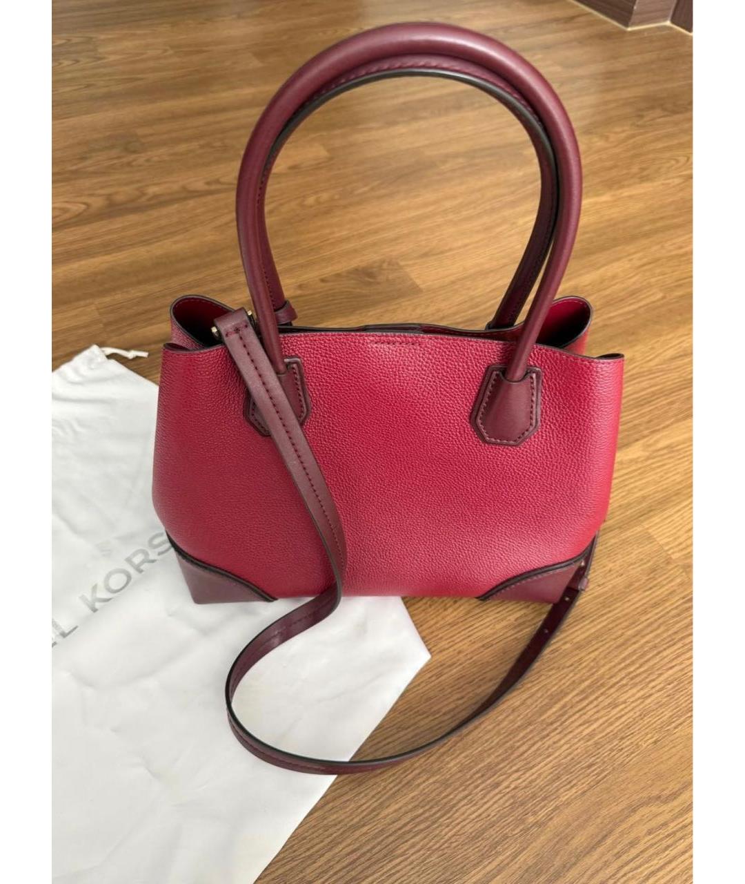 MICHAEL KORS Бордовая кожаная сумка через плечо, фото 3