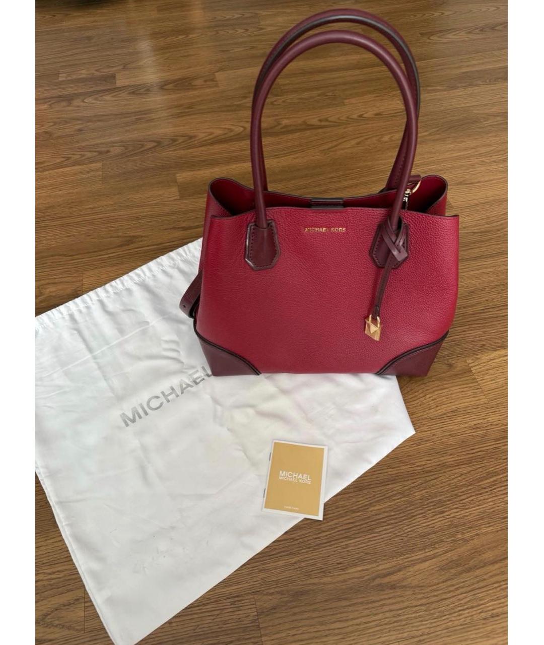 MICHAEL KORS Бордовая кожаная сумка через плечо, фото 8