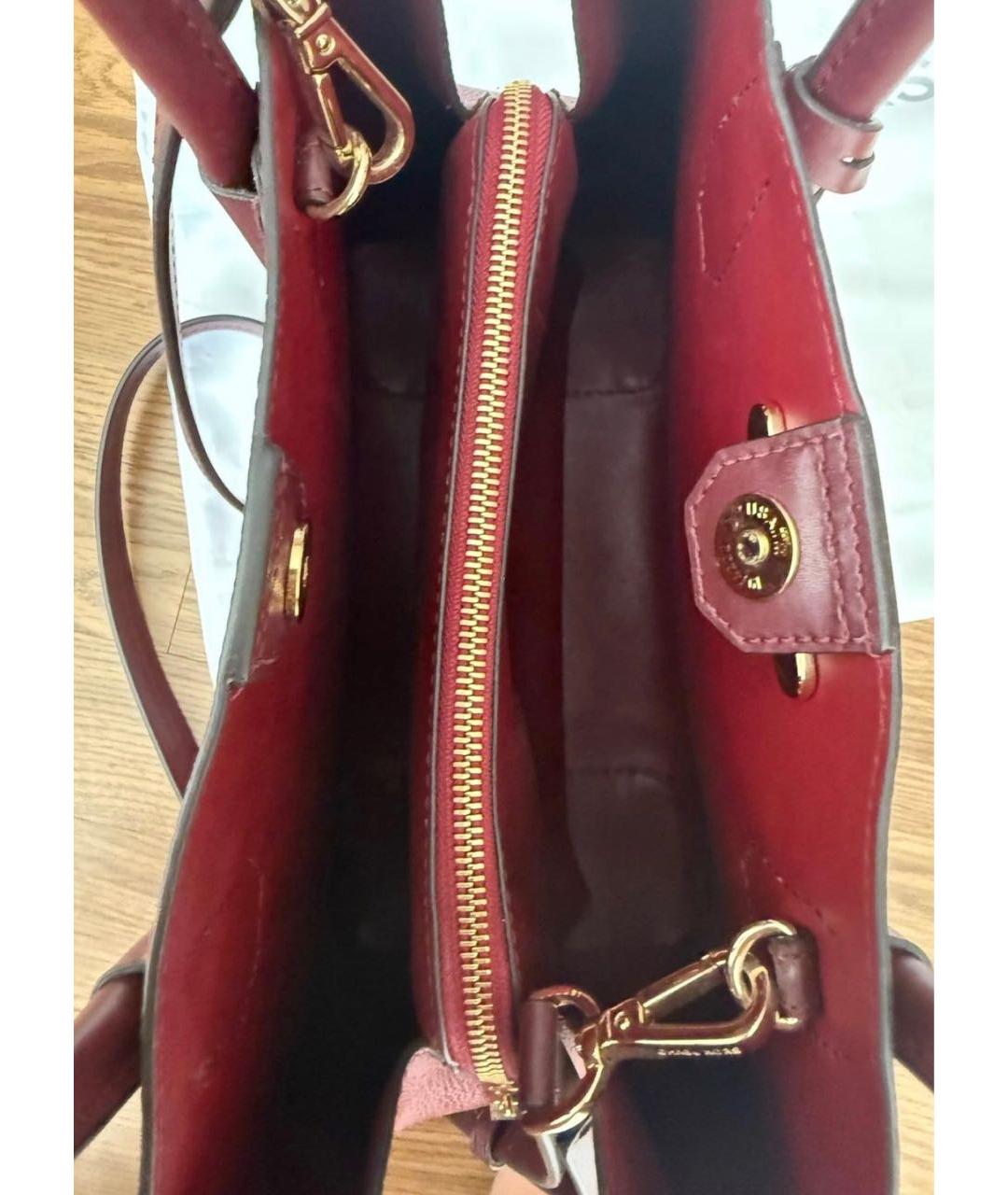 MICHAEL KORS Бордовая кожаная сумка через плечо, фото 4
