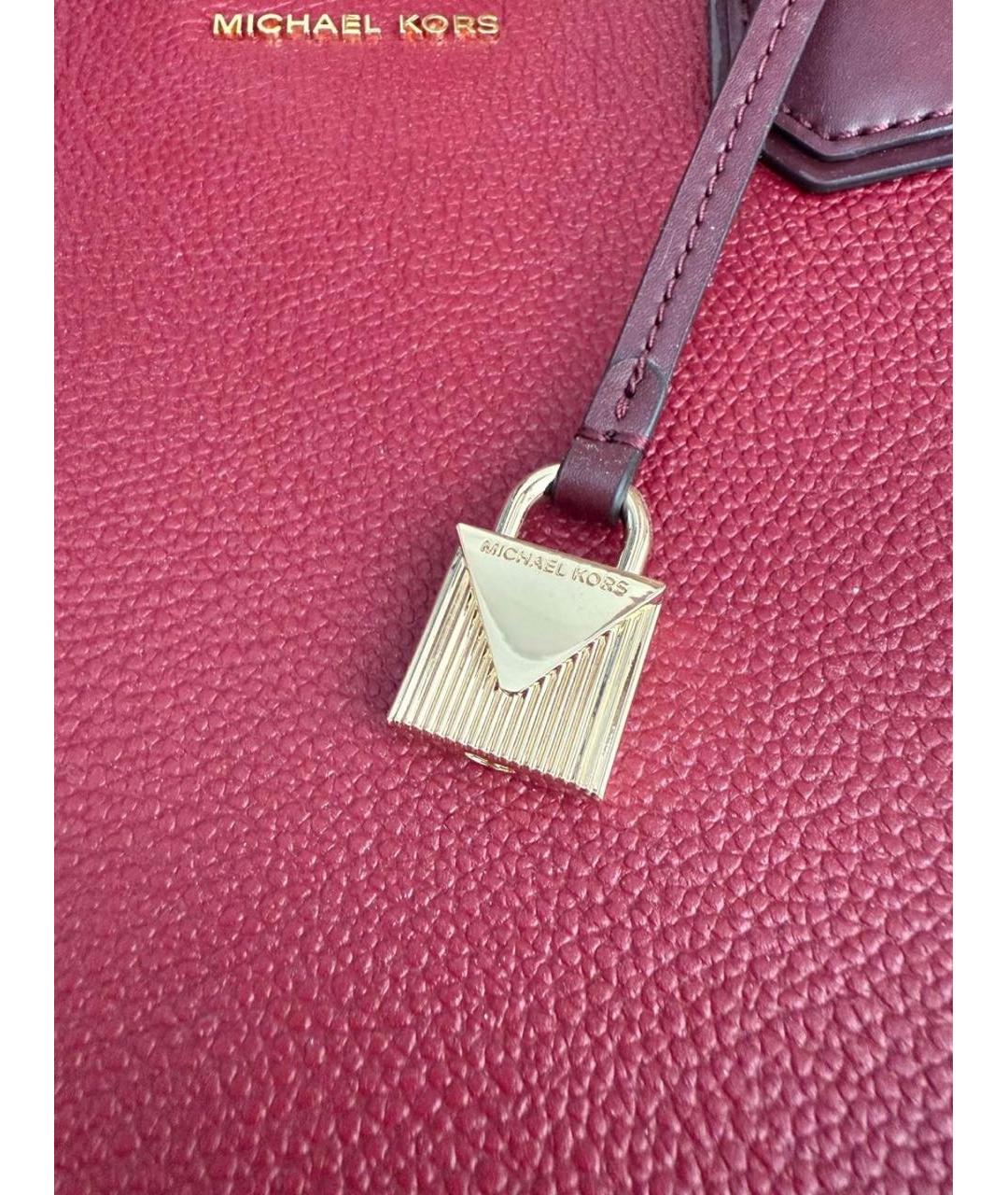 MICHAEL KORS Бордовая кожаная сумка через плечо, фото 7
