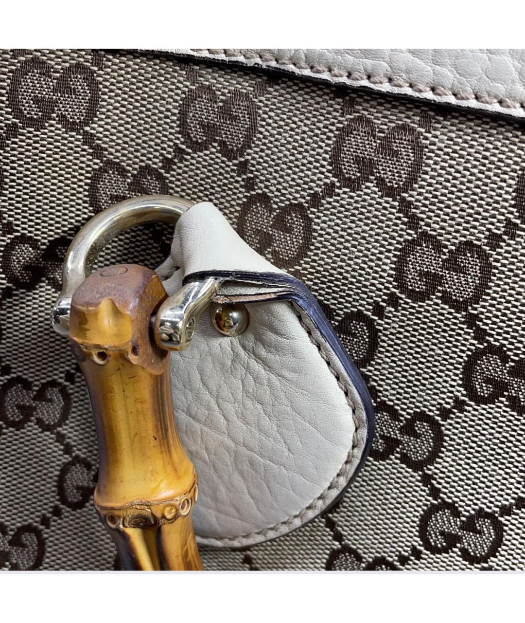 GUCCI Бежевая канва сумка с короткими ручками, фото 6