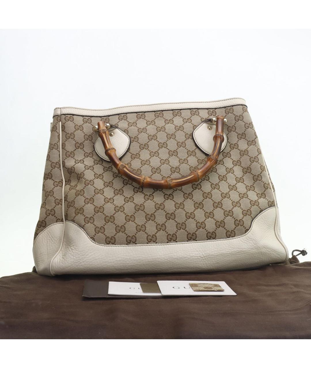 GUCCI Бежевая канва сумка с короткими ручками, фото 2