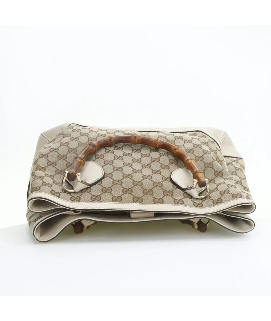 GUCCI Бежевая канва сумка с короткими ручками, фото 5