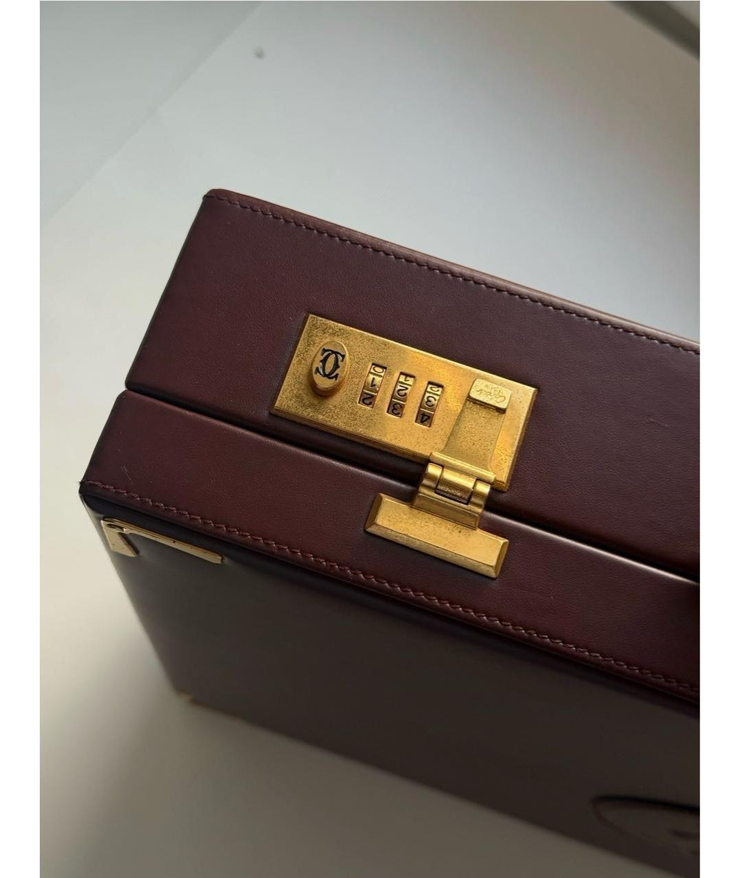 CARTIER Бордовый кожаный портфель, фото 2