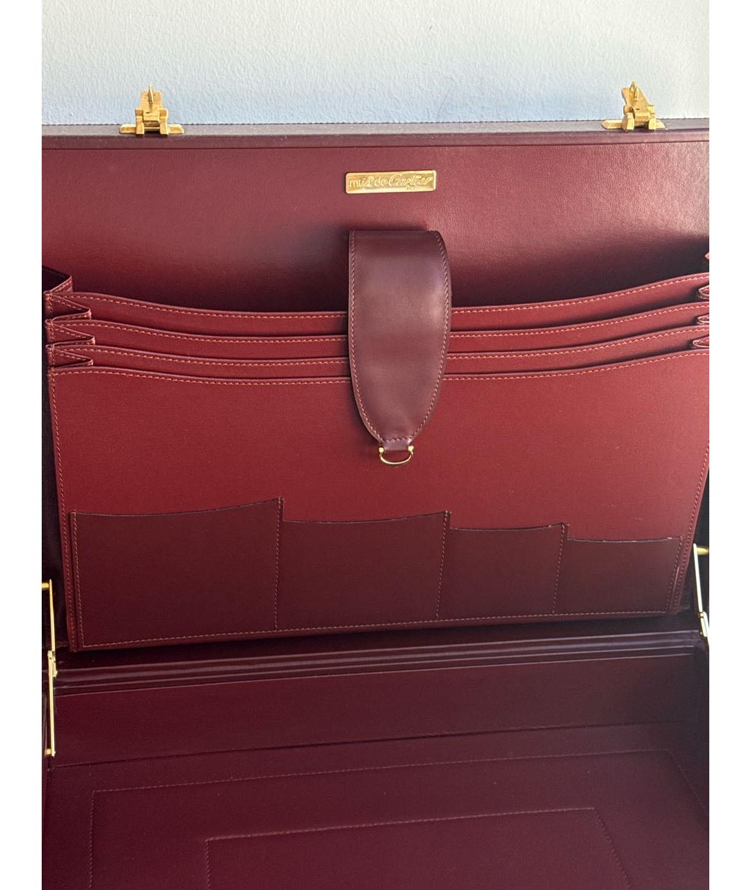 CARTIER Бордовый кожаный портфель, фото 5