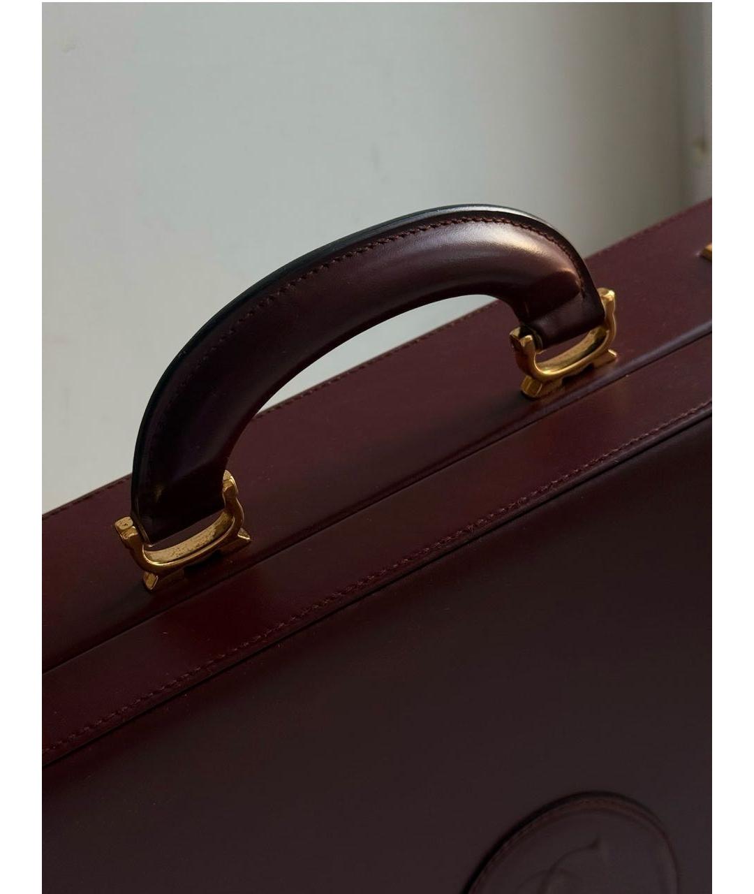 CARTIER Бордовый кожаный портфель, фото 8