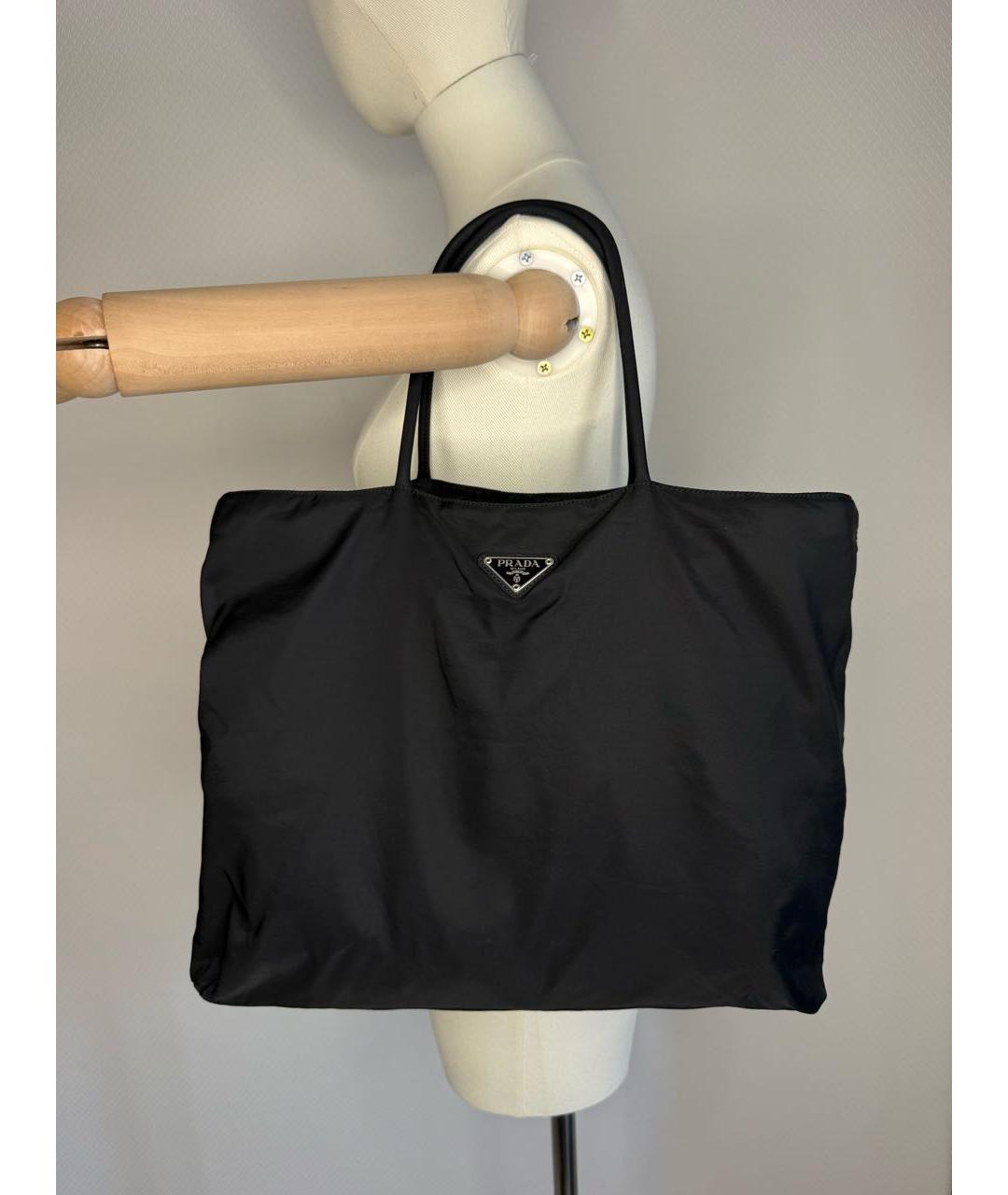 PRADA Черная нейлоновая сумка тоут, фото 2