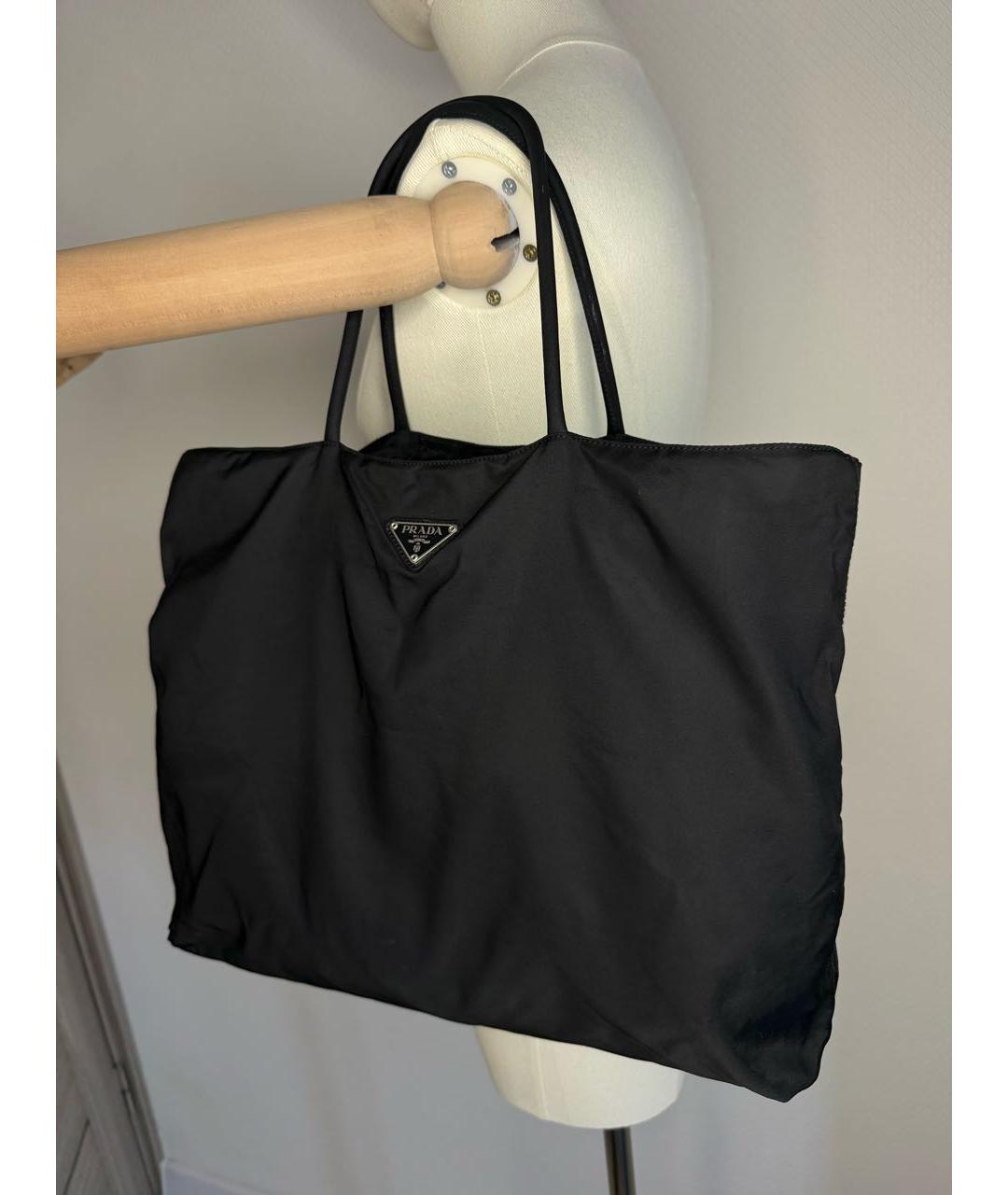 PRADA Черная нейлоновая сумка тоут, фото 5