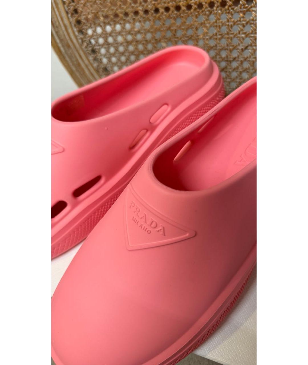 PRADA Розовые резиновые шлепанцы, фото 4