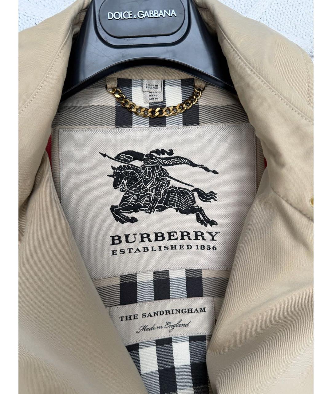 BURBERRY Бежевый хлопковый тренч/плащ, фото 3