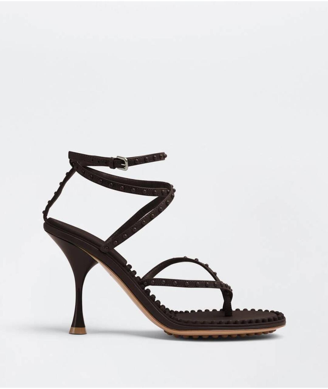 BOTTEGA VENETA Коричневые кожаные босоножки, фото 9