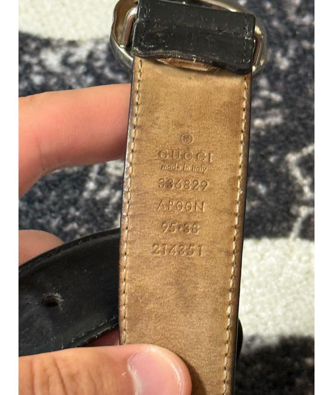 GUCCI Черный кожаный ремень, фото 4