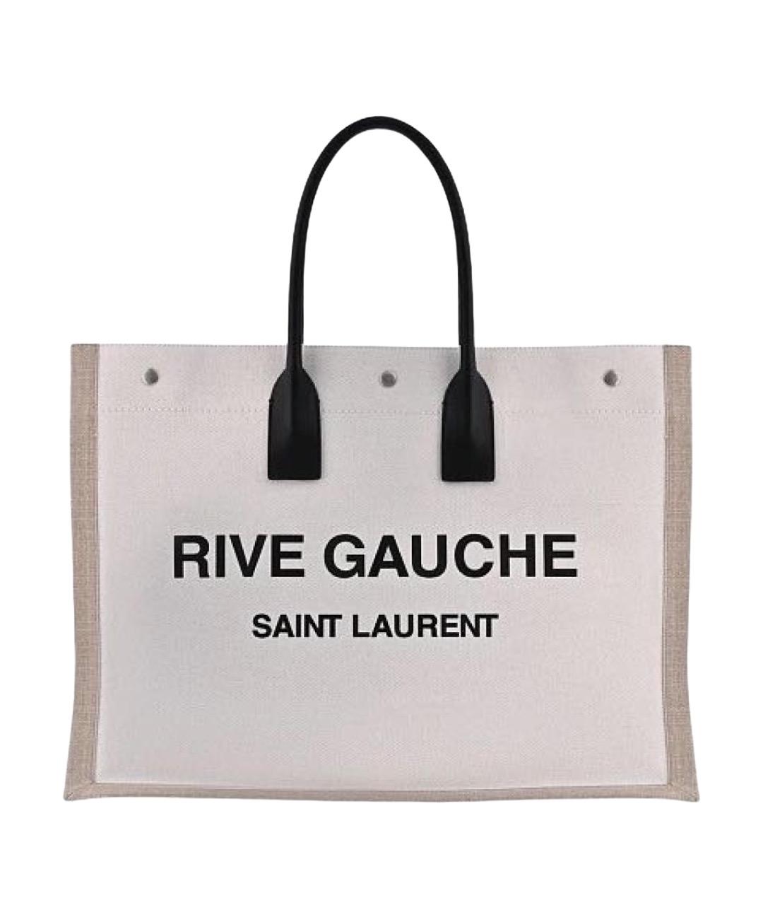SAINT LAURENT Бежевая льняная сумка тоут, фото 1