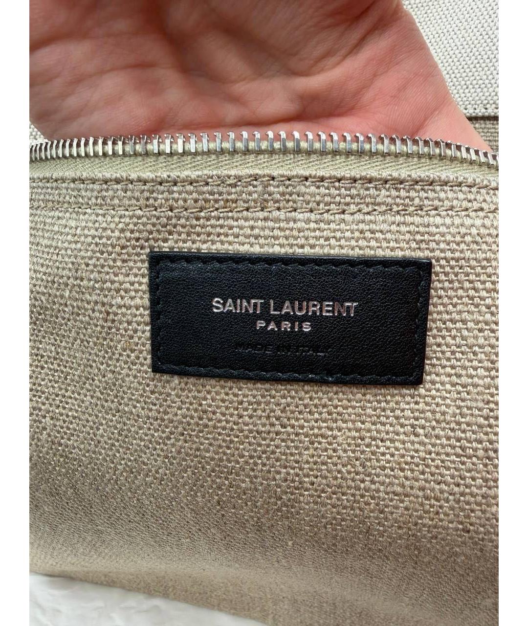 SAINT LAURENT Бежевая льняная сумка тоут, фото 4