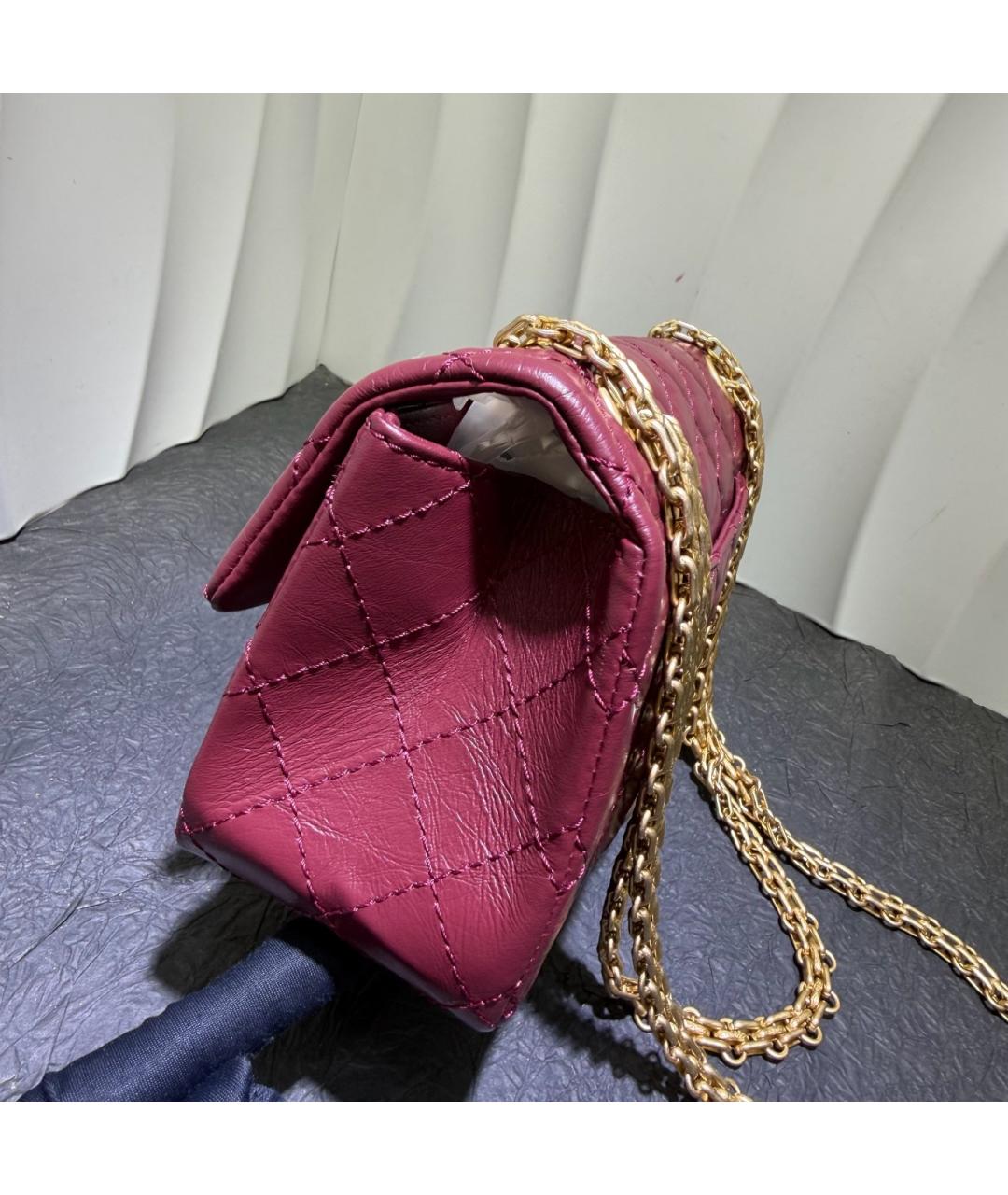CHANEL Бордовая кожаная сумка через плечо, фото 5