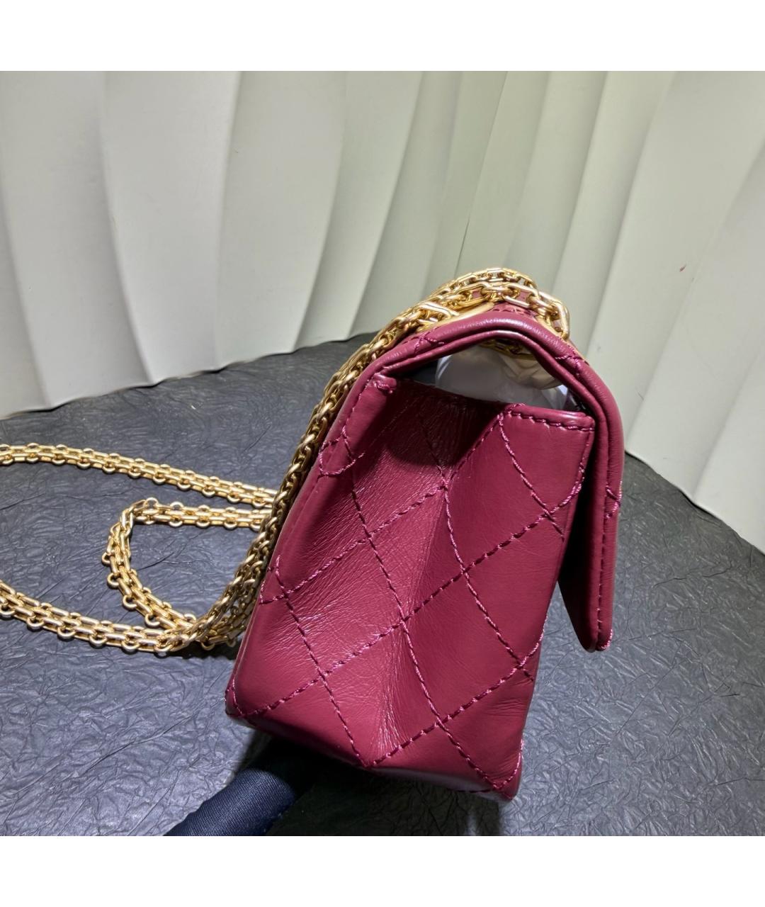 CHANEL Бордовая кожаная сумка через плечо, фото 3
