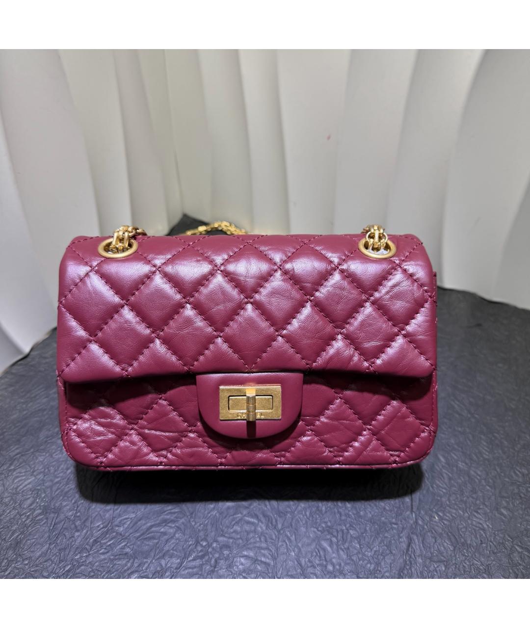 CHANEL Бордовая кожаная сумка через плечо, фото 9