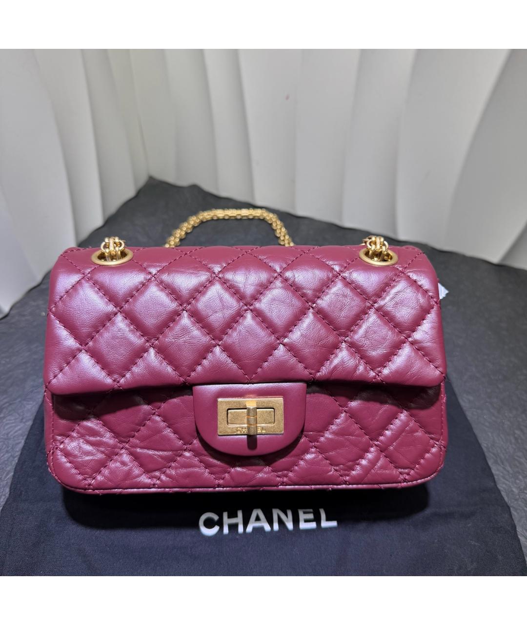 CHANEL Бордовая кожаная сумка через плечо, фото 2