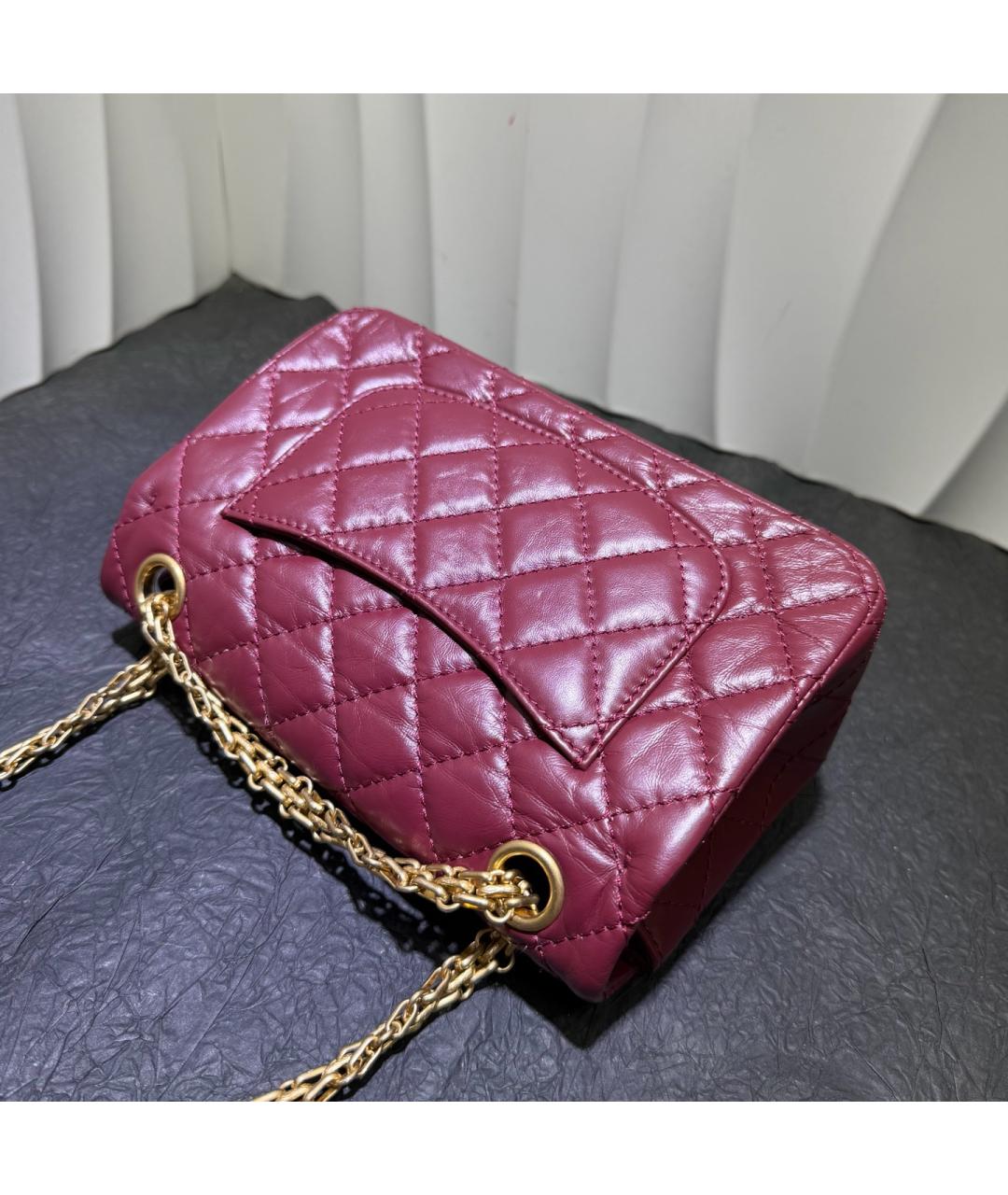 CHANEL Бордовая кожаная сумка через плечо, фото 4