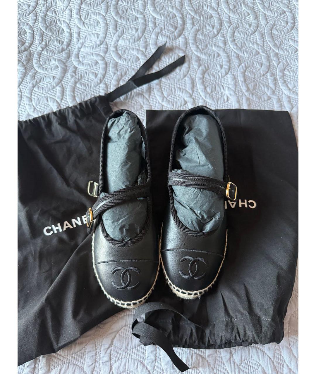 CHANEL Черные кожаные балетки, фото 6