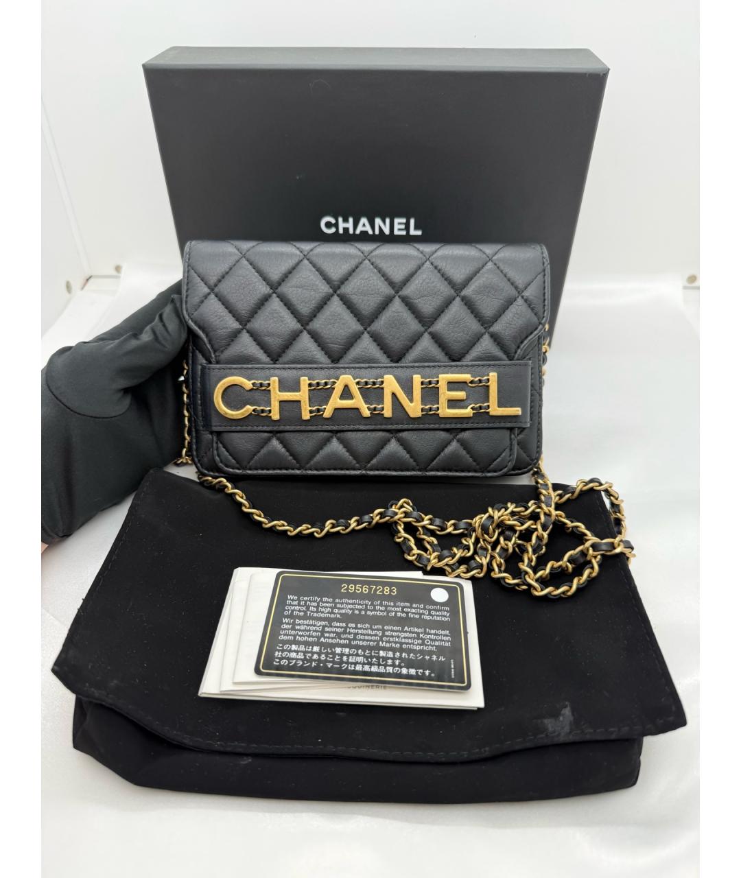 CHANEL Черная кожаная сумка через плечо, фото 8